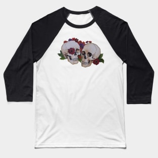 Watercolor Halloween Floral Lover Skulls Baseball T-Shirt